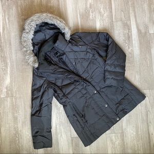London Fog Faux Fur Trim Hood Puffer Jacket